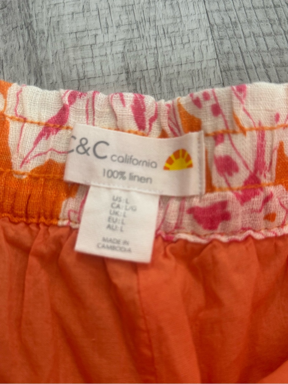 C&C California Orange & Pink Tropical Pull-On High Waist Shorts - Picture 5 of 6